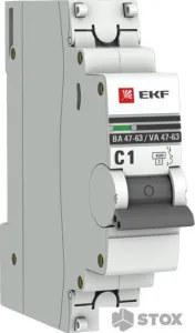 Выключатель автоматический EKF ВА 47-63 1P 1А (C) 4.5kA PROxima mcb4763-1-01C-pro фото