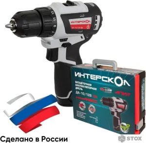 Дрель-шуруповерт Интерскол ДА-10/12В 38 757.2.2.46 (с 2-мя АКБ, кейс) фото
