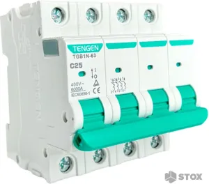 Выключатель автоматический Tengen TGB1N-63 4P 25A C 6kA 4M TGB1N-63-4-25C фото
