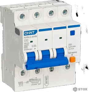 Дифференциальный автомат Chint NXBLE-63YH 3P+N 63А 30mA 6kA тип А 539791 фото