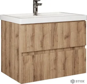 Onika Тумба с умывальником Дарон 80 108069 + Marblan Titan80 (дуб крафт золотой/белый глянцевый, без сифона) фото