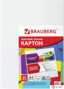 Набор белого картона BRAUBERG Мелованный 124021 (25 л) фото