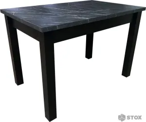 Кухонный стол Васанти плюс Васанти-Д 28мм 110/150x70 (камень пьетра черный/обвязка черная/опора черная) фото