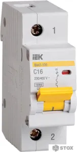 Выключатель автоматический IEK ВА 47-100 1п 16А С MVA40-1-016-C фото