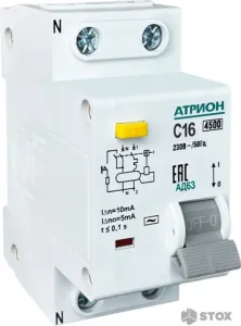 Дифференциальный автомат Атрион AD63 1P+N 16A 30mA (С)4.5kA тип АС фото