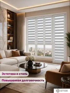 Шторы день-ночь НеоФьюжен Баланс 50x200 левая (серый) фото