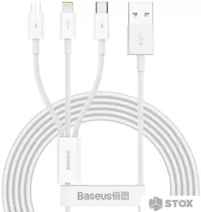 Кабель Baseus Superior Series Fast Charging USB Type-A - USB Type-C/microUSB/Lightning (1 м, белый) фото