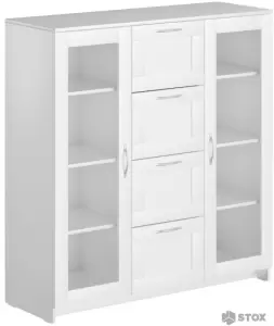 Тумба Mio Tesoro Сириус 2 двери со стеклом и 4 ящика 117x123 2.02.03.400.1 (белый) фото