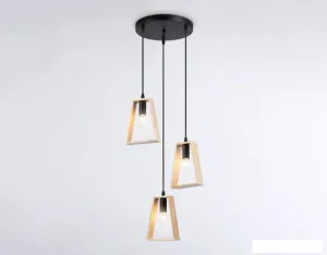 Подвесная люстра Ambrella Traditional TR80499/3 BK/LW (черный/светлое дерево) фото