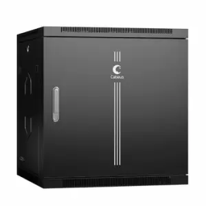Коммутационный шкаф настенный 19" 12U Cabeus SH-05F-12U60/45m-R-BK металлическая дверь черный фото