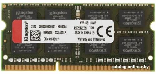 Память DDR3 8GB 1600MHz Kingston KVR16S11/8WP RTL PC3-12800 CL11 SO-DIMM 204-pin 1.5В dual rank Ret фото