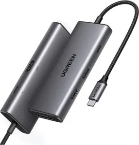 Адаптер UGREEN CM498 15531 Revodok Pro 7-in-1 4K@30Hz HDMI&2*USB- A 3.2&USB-C 3.2&SD/TF&PD Adapter. Цвет: серый фото