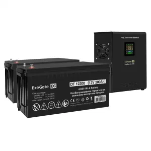 Комплект ИБП EX295997RUS + батарея 200Aч EX282991RUS 1шт (инвертор, синус, для котла, настенный) ExeGate FineSine SX-1000.LCD.AVR.2SH 1000VA/600W, чистая синусоида, цветной LCD-дисплей, AVR, 2*Schuko, фото