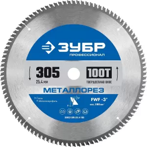 Диск пильный по мет. Зубр 36932-305-25.4-100 d 305мм d(посад.) 25.4мм (торцовочные пилы) фото