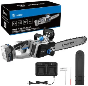 Цепная пила Deko DKCHS 40 PRO аккум. 40Вт дл.шины:16" 40cm 2аккум. 4Ач ЗУ 083-2002 фото