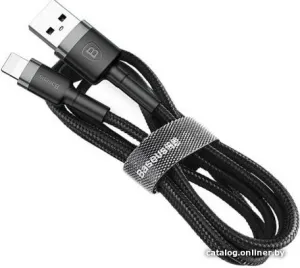 Кабель Baseus CALKLF-AG1 Cafule Cable USB For iP 2.4A 0.5m Gray+Black фото
