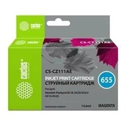Картридж струйный Cactus CS-CZ111AE №655 пурпурный (14.6мл) для HP DJ IA 3525/5525/4525 с чипом фото