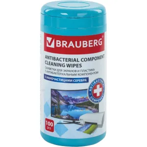 Антибактериальные салфетки для экранов оптики и пластика плотные BRAUBERG 13x17см, 100шт 513476 фото