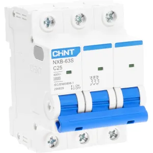 Автоматический выключатель CHINT NXB-63S 3P 25А 4.5kA характеристика C R 296829 фото