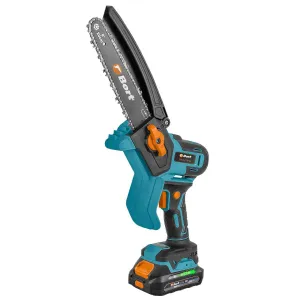 Bort BKS-218-LI Цепная пила аккумуляторная, {18В Li-Ion, Makita 18V LXT, шина 203мм, Бесщеточный, Шаг цепи, дюйм 1/4, движения цепи, м/сек 10, вес 1,31 кг, 2 АКБ + ЗУ} [93419689] (товар без поверки) фото
