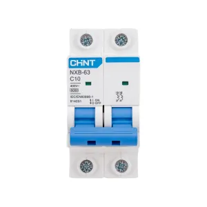 Автоматический выключатель CHINT NXB-63, 2P, 10A, 6кА, характеристика C 814091 фото