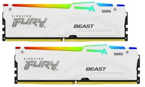 Оперативная память Kingston 32GB 5600MT/s DDR5 CL40 DIMM Kit of 2 FURY Beast White RGB XMP KF556C40BWAK2-32 фото
