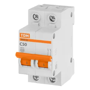 Автоматический выключатель TDM ELECTRIC ВА47-63 2Р 50А 4,5кА х-ка С SQ0218-0015 фото