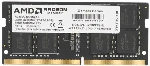 Память DDR4 32Gb 3200MHz AMD R9432G3206S2S-U R9 RTL PC4-25600 CL22 SO-DIMM 260-pin 1.2В Ret фото