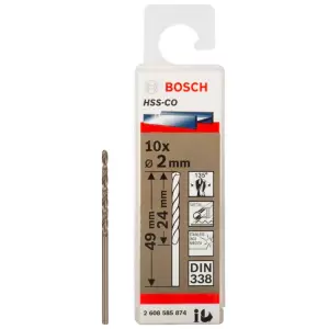 Сверло по металлу HSS-Co 2x24x49 мм (10 шт) BOSCH (2608585874) фото