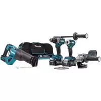 Наборы электроинструментов Makita DK0126G401 (шуруповерт, винтоверт, болгарка, сабельная пила, 2 АКБ, сумка) фото