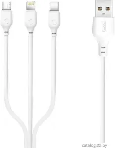 Кабель XO NB103 USB Type-A - Lightning/USB Type-C/microUSB (1 м, белый) фото