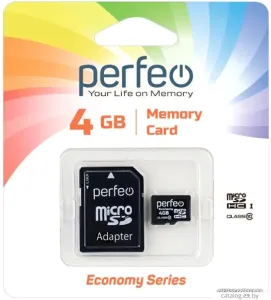 Карта памяти Perfeo microSDHC PF4GMCSH10AES 4GB (с адаптером) фото