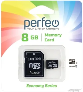 Карта памяти Perfeo microSDHC PF8GMCSH10AES 8GB (с адаптером) фото