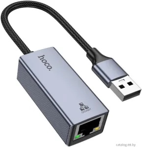 Адаптер Hoco UA37 USB Type-A - RJ45 (0.12 м, металлик) фото