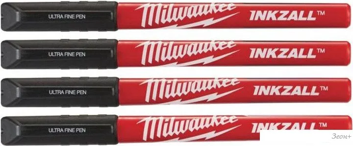 Набор маркеров строительных Milwaukee Inkzall 48223164 (4 шт, черный) фото
