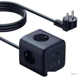 Удлинитель Baseus EnerFill FA11 Cube Power Strip 3AC+1U+2C 67W EU E00082100123-00 (1.5 м, черный) фото