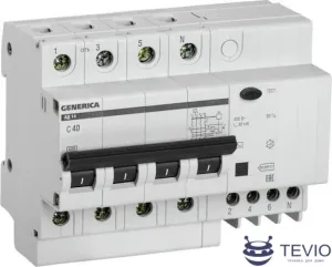 Дифференциальный автомат Generica АД14 4Р 40А 30мА MAD15-4-040-C-030 фото