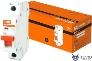 Выключатель автоматический TDM Electric ВА 47-29 1Р 63А (C) 4.5кА SQ0206-0080 фото