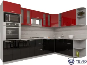 Готовая кухня Интерлиния Мила Gloss 1.88x3.0 правая (красный-черный) фото