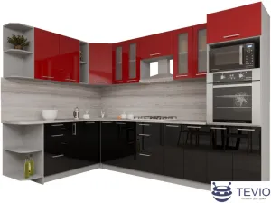 Готовая кухня Интерлиния Мила Gloss 1.88x3.0 левая (красный-черный) фото