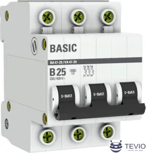 Выключатель автоматический EKF Basic 3P 25А (B) 4,5кА ВА 47-29 mcb4729-3-25-B фото