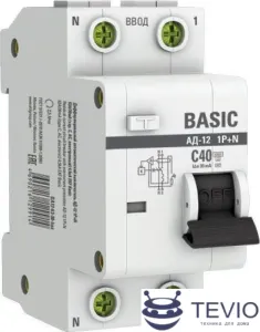 Дифференциальный автомат EKF Basic АД-12 1P+N 40А 30мА 4.5кА DA12-40-30-bas фото