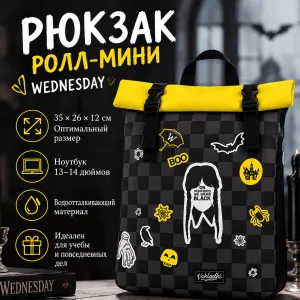 Рюкзак "Ролл-мини. Wednesday", текстиль, разноцветный фото