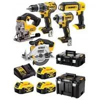 Набор электроинструмента DeWalt DCK551P3T (шуруповерт, винтоверт, лобзик, циркулярная пила, 3 АКБ, кейс) фото