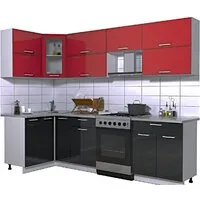 Готовая кухня Интерлиния Мила Gloss 60-12x27 (красный/черный глянец) фото