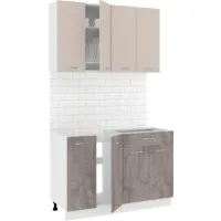 Готовая кухня Кортекс-мебель Корнелия Лира-лайт км.02460 1.2 м без столешницы (капучино/оникс) фото