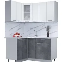 Готовая кухня Интерлиния Мила 12x15 (белый платинум/бетон портленд/белый гранит) фото