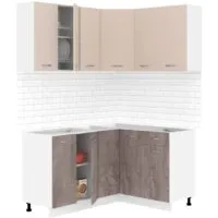 Готовая кухня Кортекс-мебель Корнелия Лира 1.5x1.3 без столешницы (капучино/оникс) фото