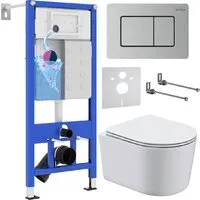 Унитаз подвесной Roxen Simple compact в комплекте с инсталляцией StounFix Dual Fresh 6 в 1 968486 (кнопка: сатин) Унитаз подвесной Roxen Simple compact в комплекте с инсталляцией StounFix Dual Fresh 6 в 1 968486 (кнопка: сатин) фото