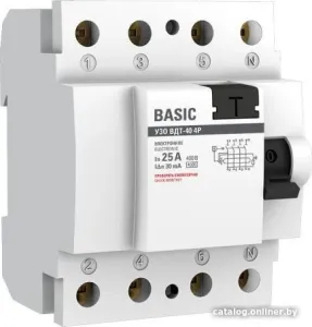 Устройство защитного отключения EKF Basic 4P 25А/30мА elcb-4-25-30e-sim фото